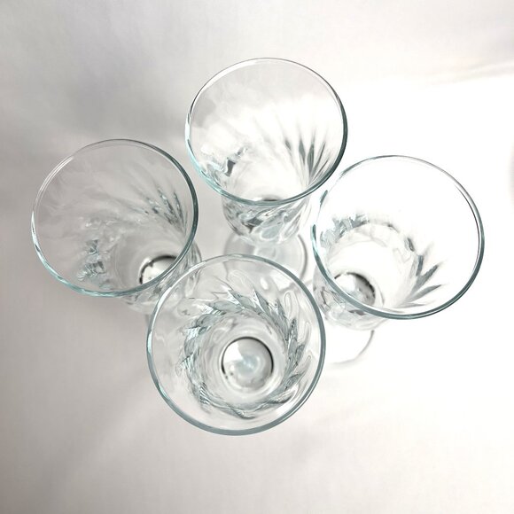 Circleware 1990s Optic Swirl Clear Champagne Flutes Set 4 Vintage Stemware 6 oz - Picture 4 of 12